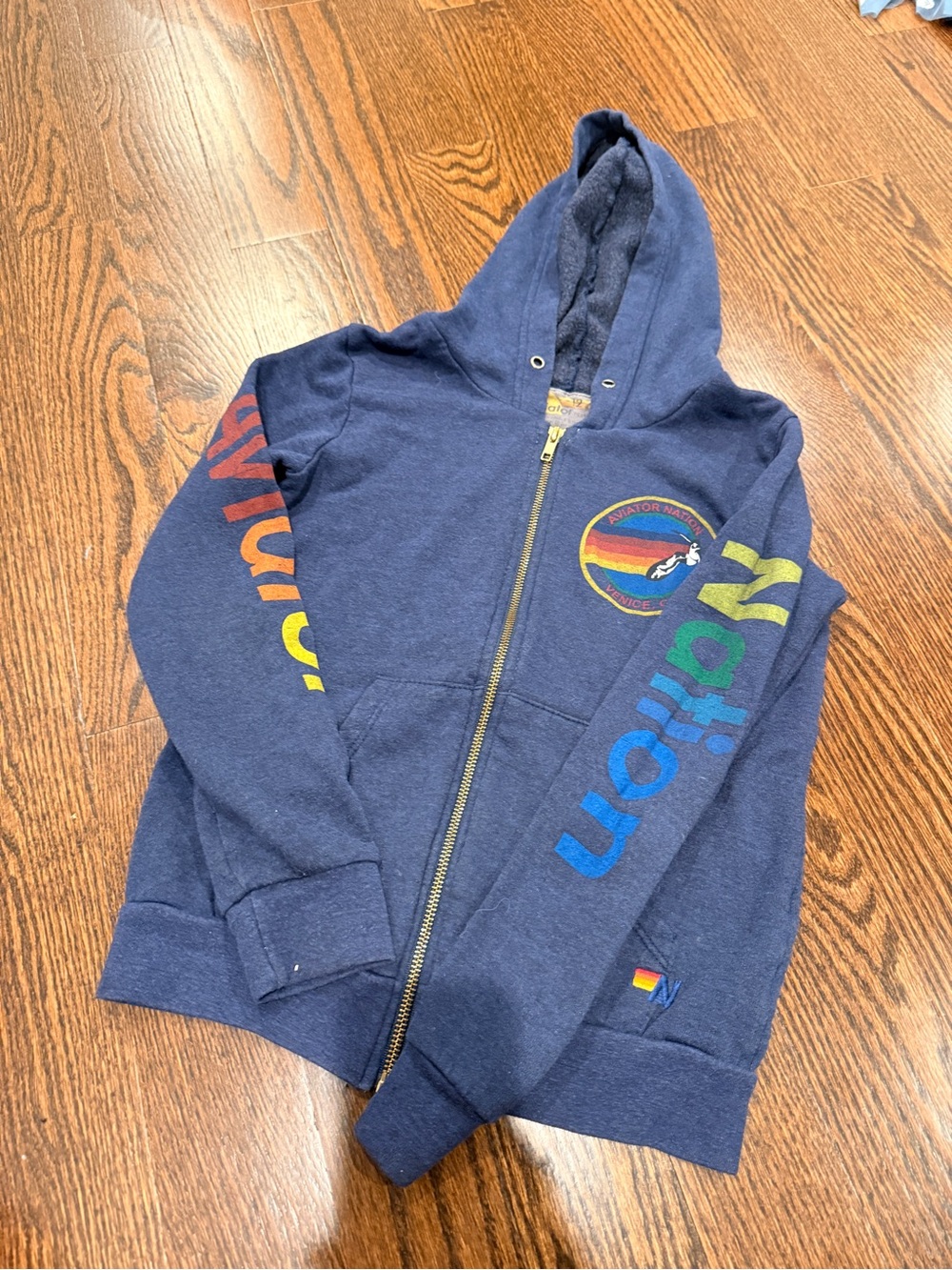 Pacific purple Kids Zip-Up Hoodie with Rainbow Logo